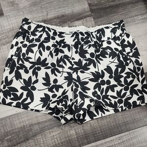J. Crew Black and White Athletic Shorts with Floral Design
